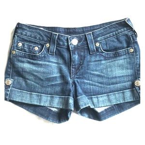 True religion stretch denim shorts